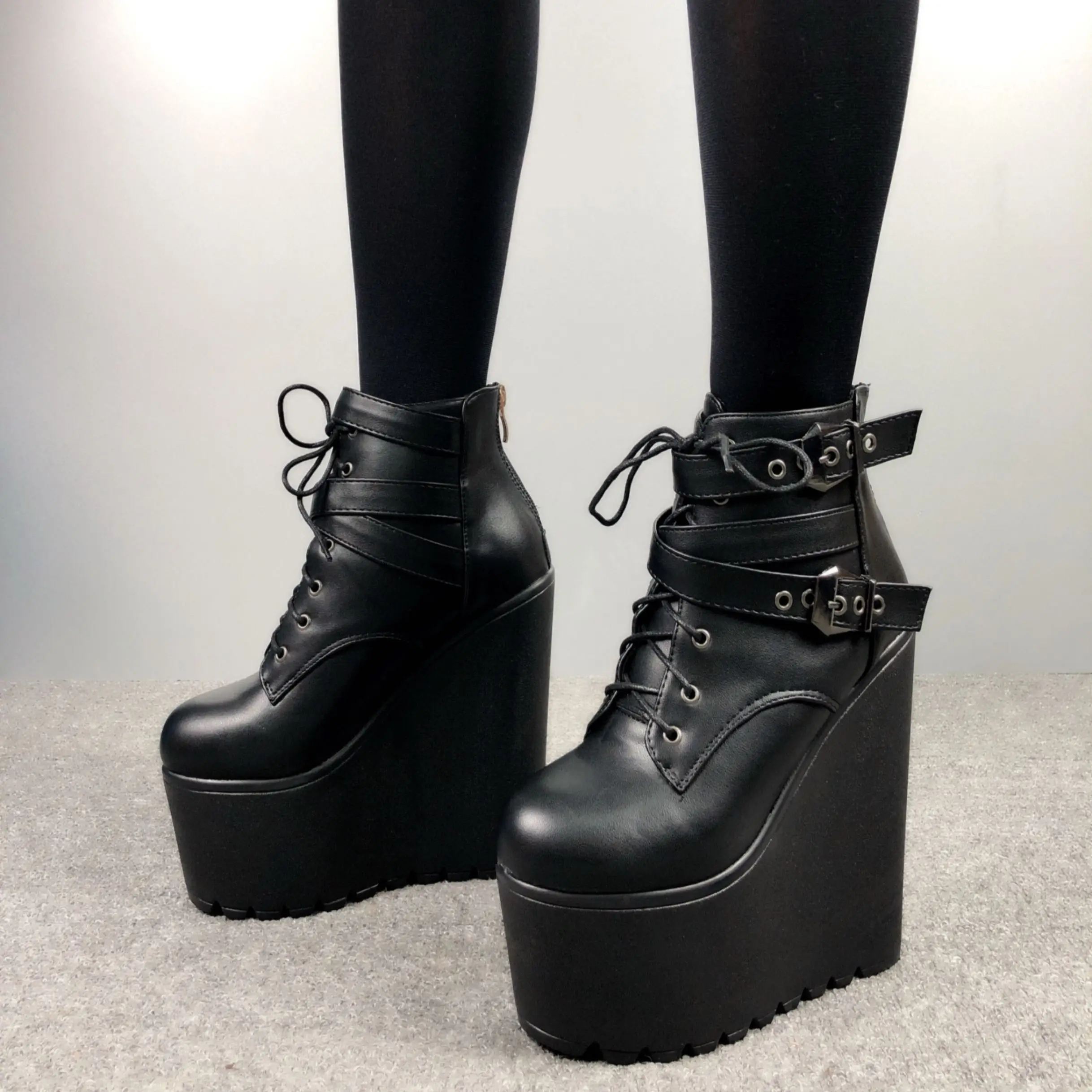 rubber sole platform boots