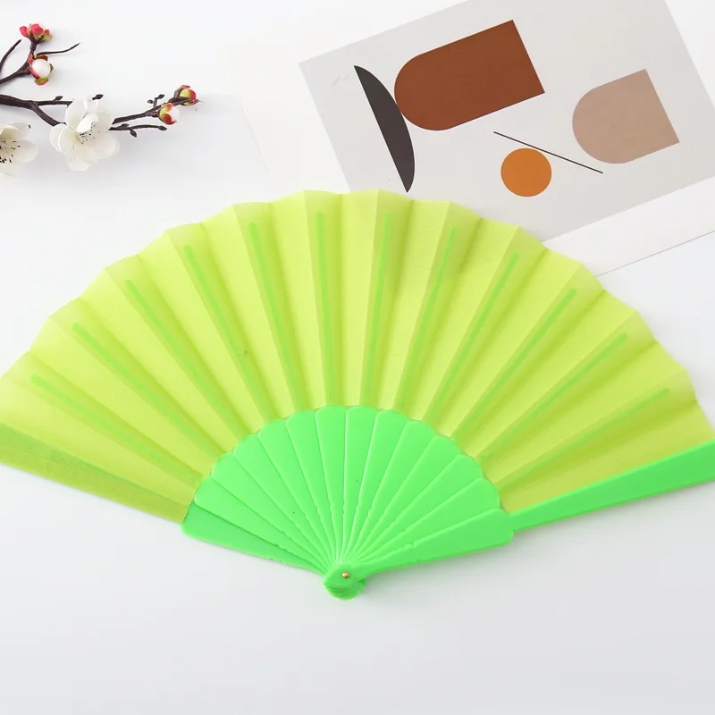 1PC Chinese Style Plastic Fabric Fold Hand Held Fan Dance Party Wedding Gifts FO 