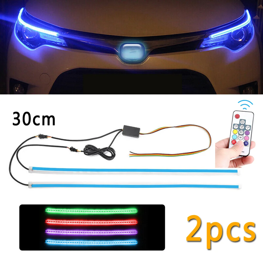 2 шт. Автомобильный светодиодный светильник полоски с пультом дистанционного управления гибкий мягкий светодиодный светильник бар для индикатора светильник s Габаритные огни