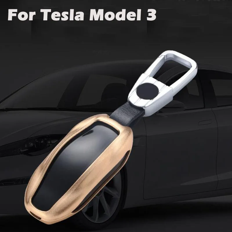 

Car remote key case keychain For Tesla Model 3 Key shell buckle aluminum alloy protective sleeve accessories