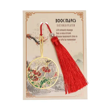 

1PC Chinese Style Bookmark Book Clip Brass Color Tassel Pagination Mark Metal Book Markers Stationery Brass Tassel Bookmarks
