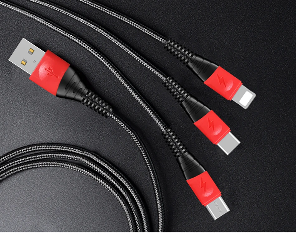 ACCEZZ 3 в 1 USB зарядный кабель Micro USB 8Pin type C для iPhone 7 8 X Plus Xiaomi samsung huawei Android кабель синхронизации данных 1 м 2 м