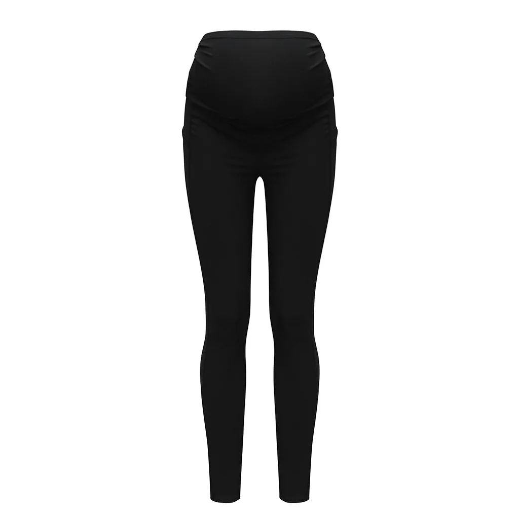 Эластичные Леггинсы для беременных с защитой живота; брюки для беременных; Леггинсы для беременных; бесшовные брюки для йоги; эластичные брюки для беременных;# G2 - Color: Black