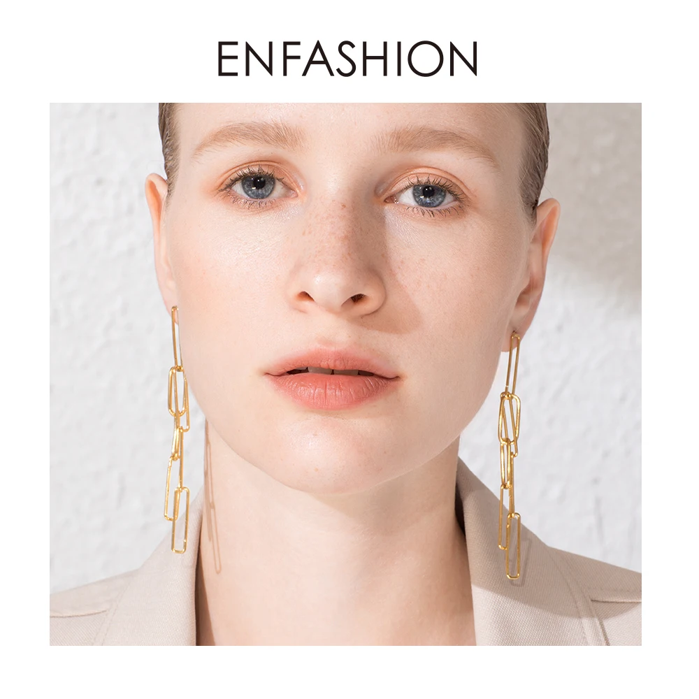 Женские серьги подвески ENFASHION Boho простые золотистого цвета с длинной кисточкой