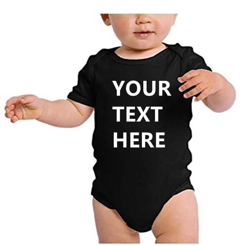 YOUR TEXT HERE Baby Romper Customize Newborn Baby Boy Girl Onesie Cotton Short Sleeve Infant Baby Clothes 4