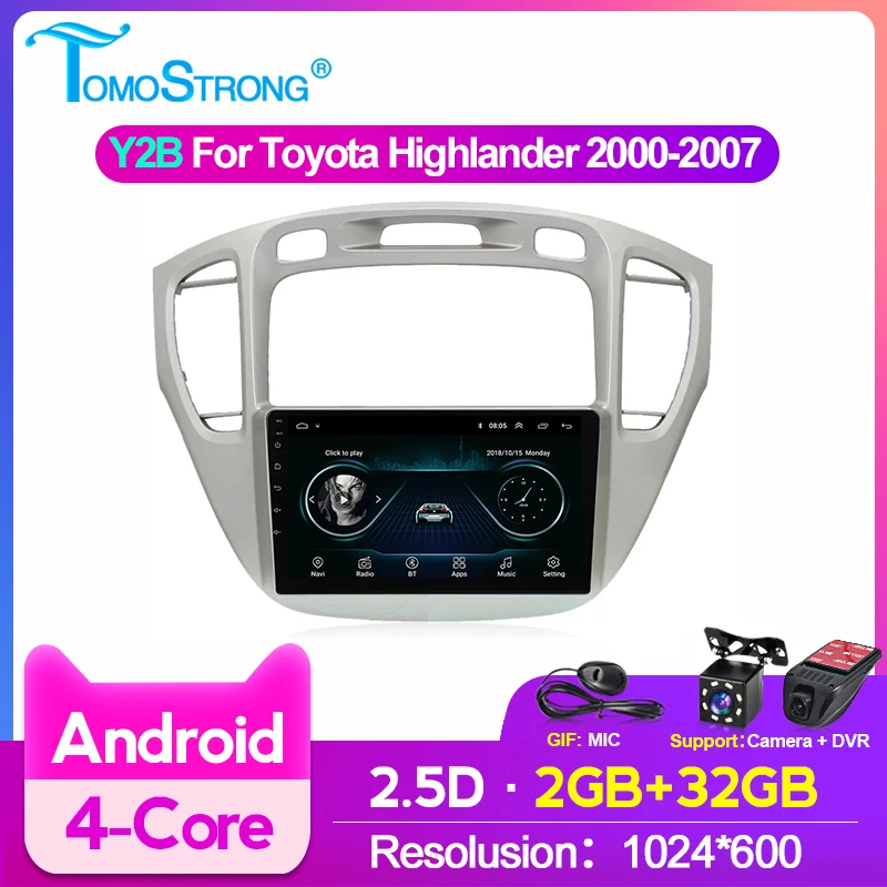 TomoStrong Android автомобильное радио GPS навигация для Toyota Highlander 2000 2011 2012-2007 2 Гб RAM 32 ГБ ROM