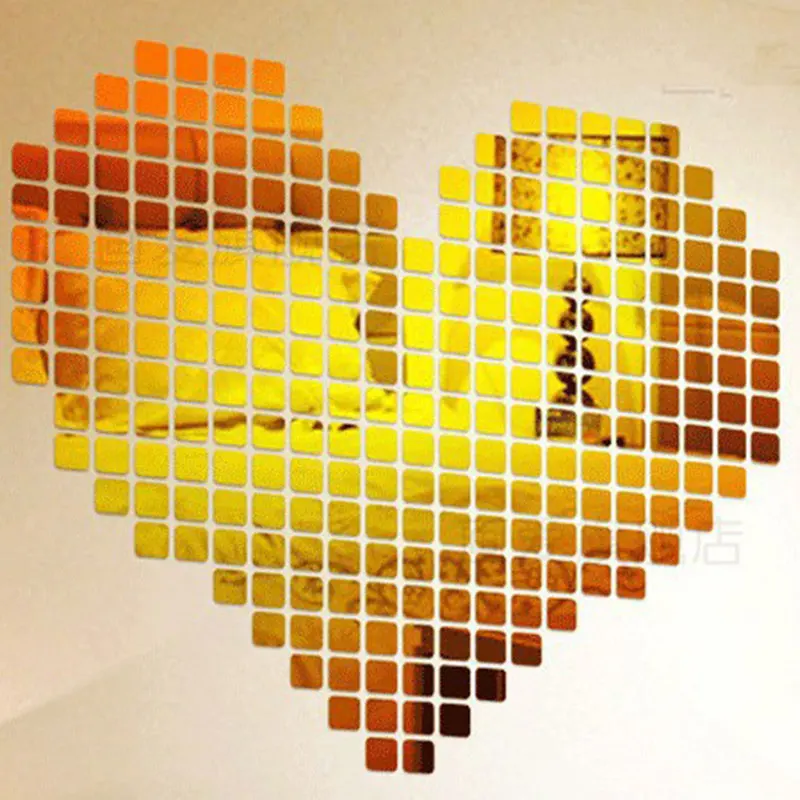 100 шт. зеркало настенные стикеры наклейки мини площади 3D наклейки для домашнего декора - Цвет: Gold