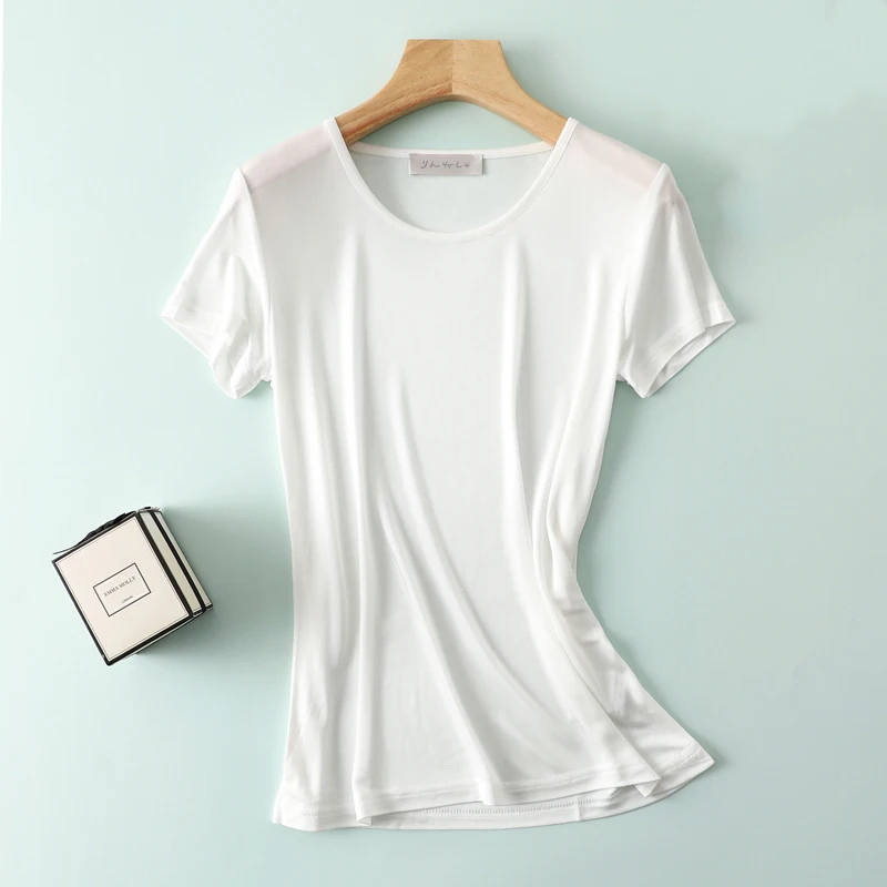 Лето 50% натуральный шелк modis размера плюс уличная футболка для женщин camiseta mujer femme