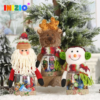 

20220 New Year's Decor Snowman Reindeer Santa Claus Christmas Candy Transparent Jar Candy Bag New Year Christmas