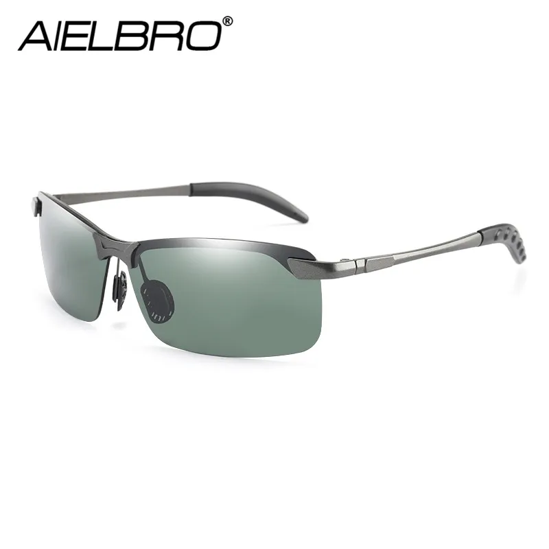 AIELBRO Photochromic Polarized Men's Sunglasses Driving Glasses Women Biker Sun Glasses Fashion Day And Night sunglasses man - Цвет: C04 GUN GREEN