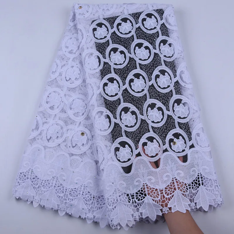 2019New Embroiderey Африканское, французское кружево кружевная ткань с камнями нигерийская Тюлевая Ткань Высокое качество 5Ydars из молочного шелка, LaceA1700