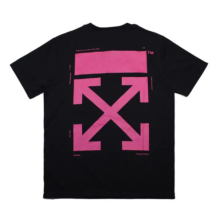 Симпсон вышивка стрелка 19SS Off-White OW унисекс пара влюбленных моделей хлопок Повседневная мода короткий рукав круглый вырез Футболка