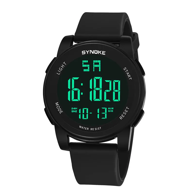 SYNOKE модные спортивные Брендовые мужские цифровые часы с силиконовым ремешком и пряжкой, водонепроницаемые мужские наручные часы montre homme