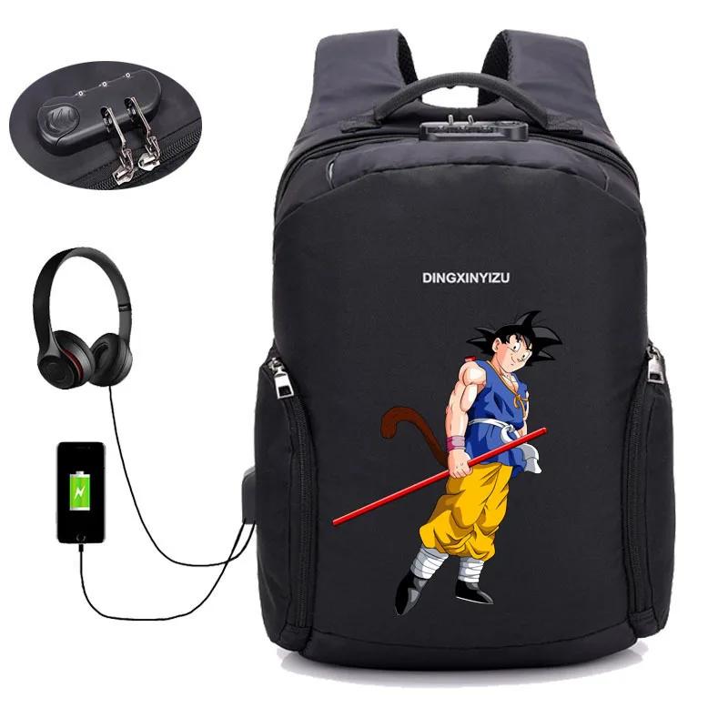 16 anime Dragon Ball Z backpack USB Charge Computer Backpacks Anti-theft bag student book Bags teenagers men women Travel backpack - Цвет: 16