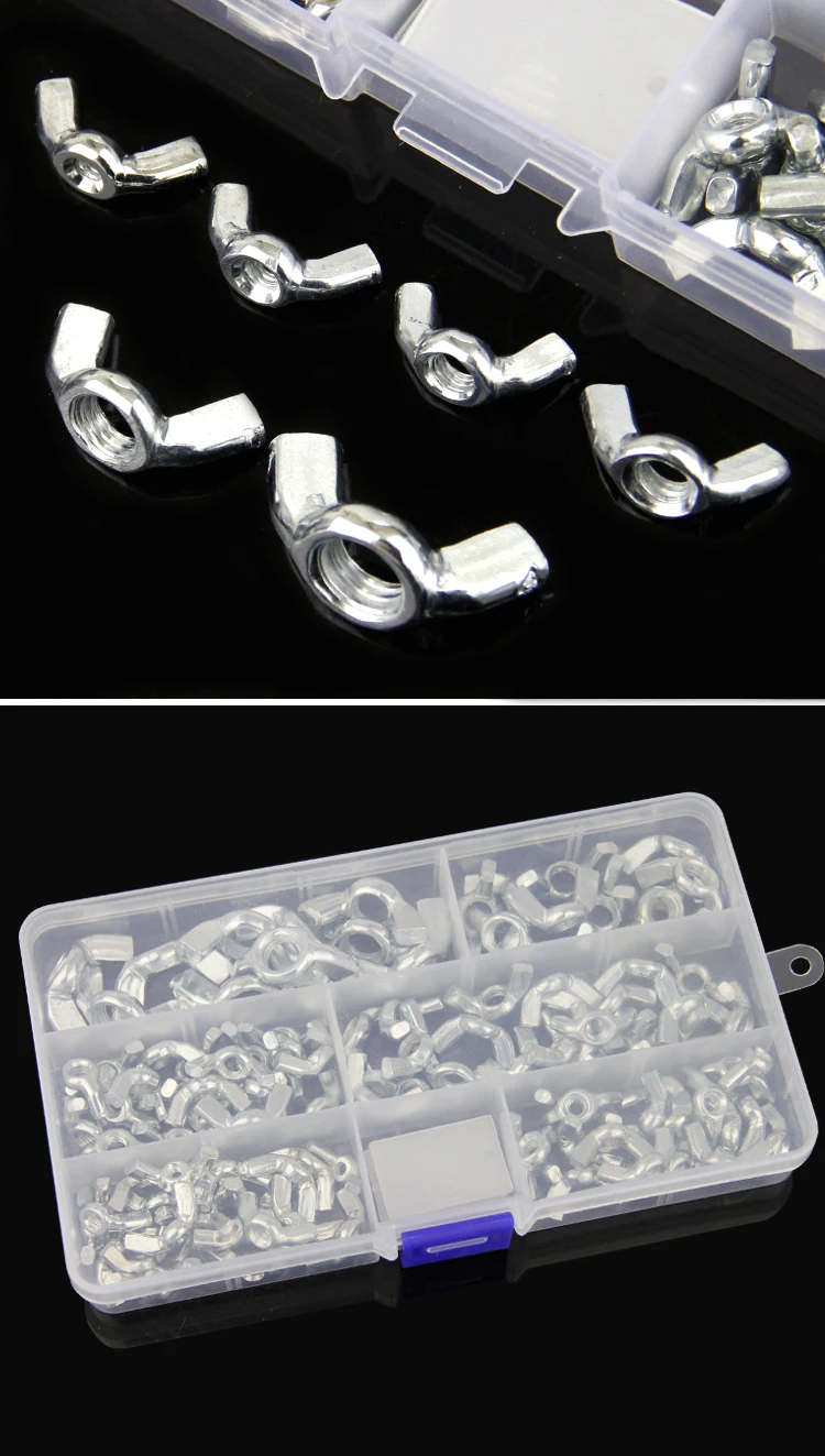 1 Box White zinc iron special-shaped hand screw nut big ear butterfly nuts ram screw nut claw nut Set M3M4M5M6M8M10