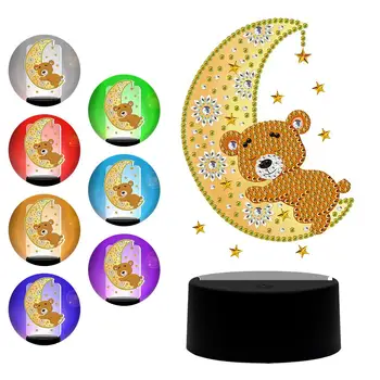 

2020 New Handmade Diamond LED Painting Light Colorful Cute Table DIY Night Lamp Craft For Kids Bedroom Decor