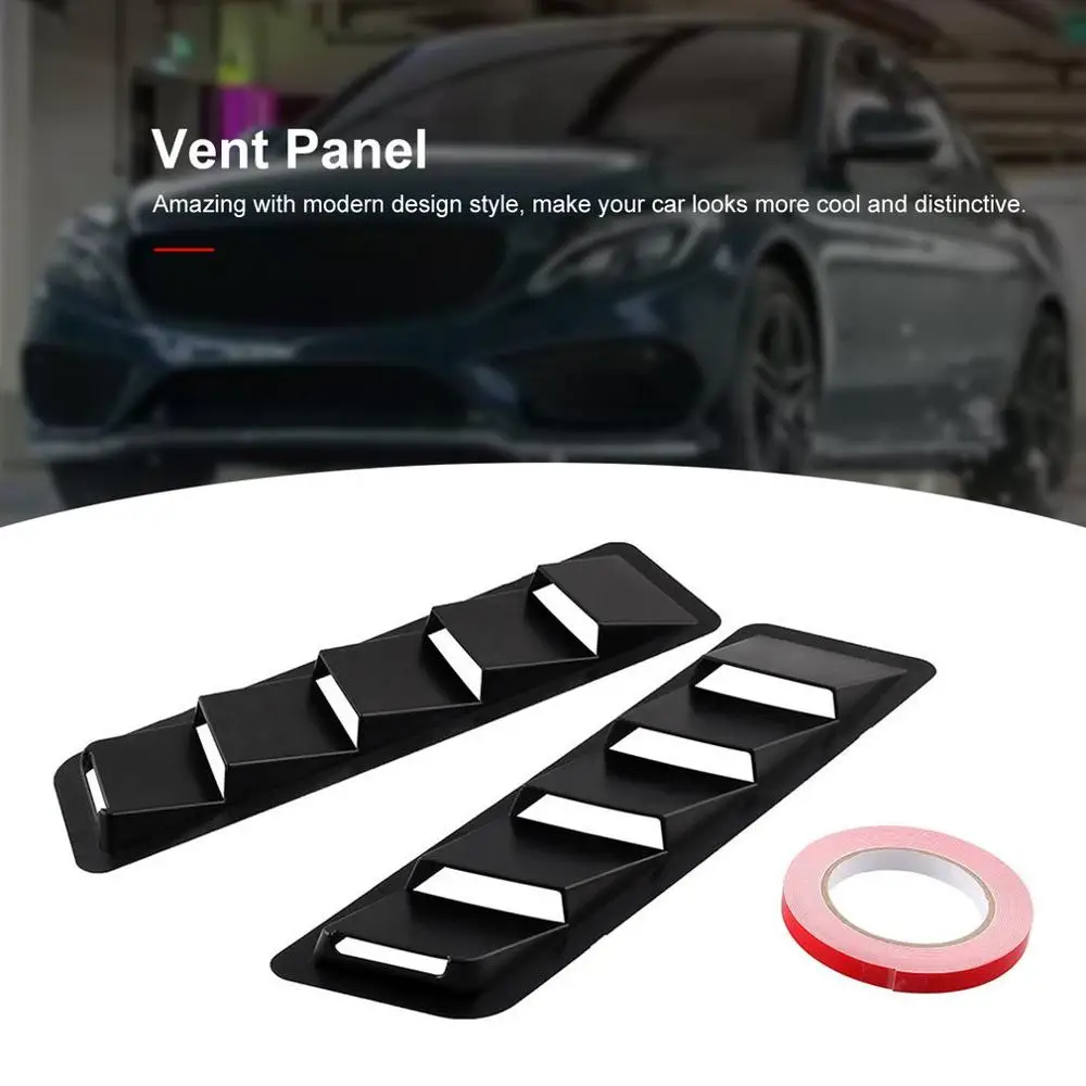 

Black Air Flow Intake Universal Scoop Bonnet Side Fender Car Decorative Cover Hood Vent Louver Cooling Panel Trim Set