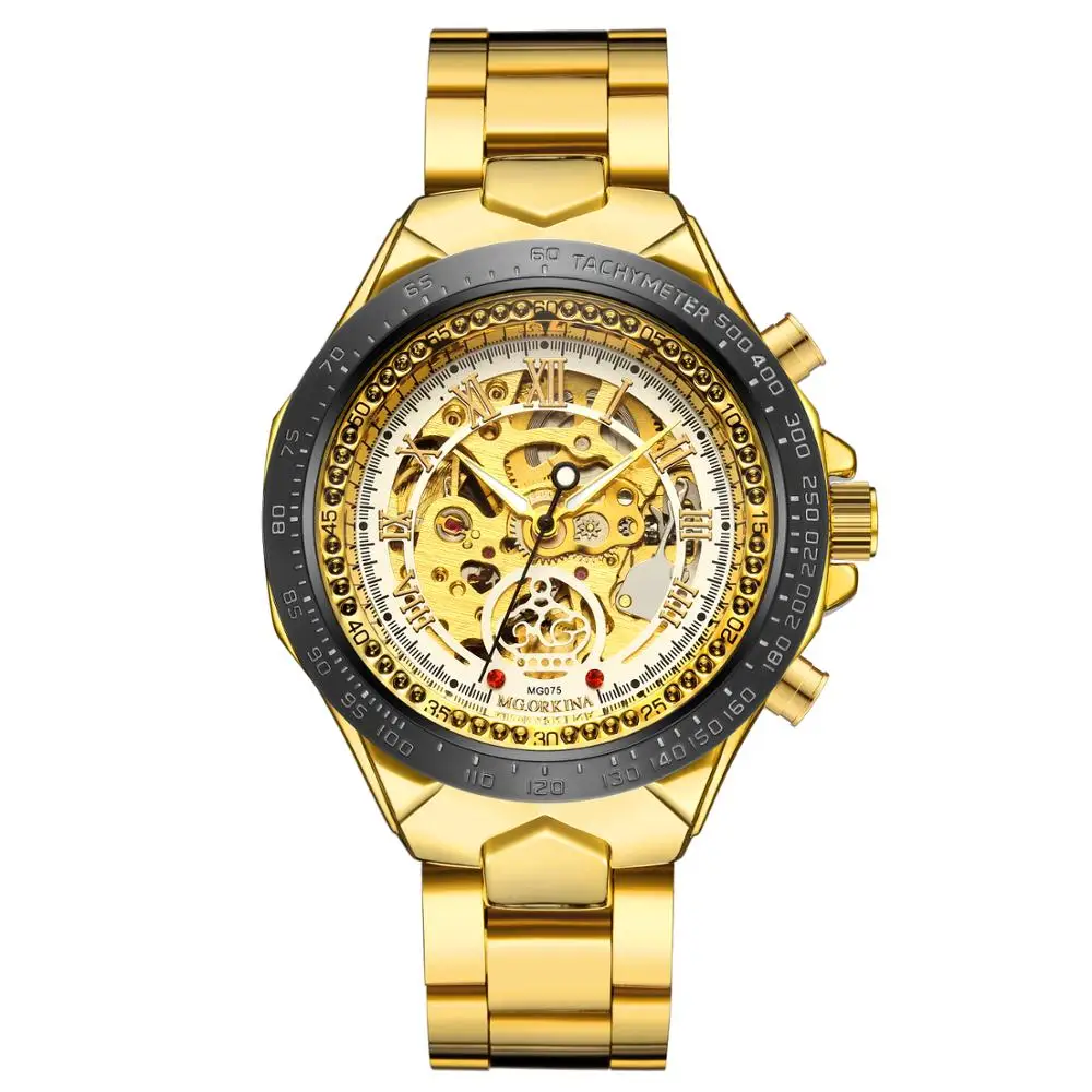 Мужские наручные часы Reloj Hombre 2020 MGORKINA королевское золото прозрачный чехол