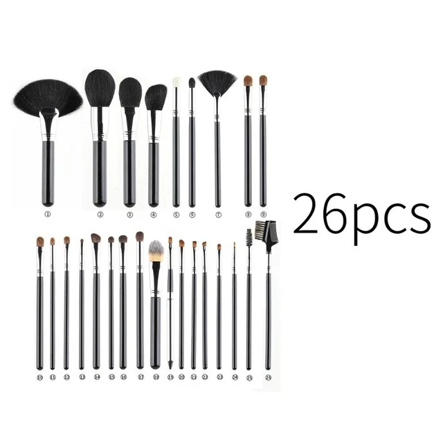 HT26pcs Натуральные волосы, набор кистей для макияжа, пудра, основа, румяна, брови, тени для век, набор кистей для смешивания, pedzle do make up brocha maquillaje - Handle Color: HT26pcs