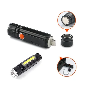 

Wasafire Powerful XML T6 LED Torch USB Rechargeable Side COB Design Flashlights Magnetic Tail Lantern Lamp with Build-in Battery