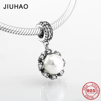 

New Authentic 100% 925 Sterling Silver fashion Shell Pearl CZ Fine Pendants Fit Original Designer Charm Bracelet Jewelry making