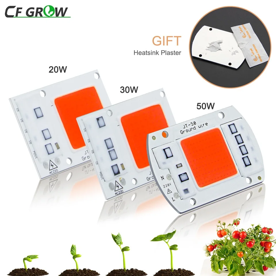 

DIY AC COB LED Grow Light Chip 220V Real Full Spectrum 380~780nm Actrual Power 20W 30W 50W Replace Sunlight for Indoor Plants