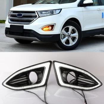 

Car flashing 2Pcs Car LED DRL For Ford Edge 2015 2016 2017 2018 Daytime Running Light with Yellow siganl Fog Lamp cover