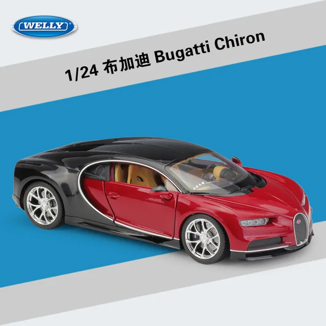 WELLY 1:24 Bugatti Chiron литые автомобили Высокая имитационная модель автомобиля металлический сплав классический автомобиль для детей игрушки коллекция подарков - Цвет: Красный