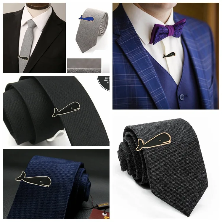 Metal Simple Whale Tie Clip Business Tie Clips Cufflinks Men's Suit Pocket Clip Bar Clasp Necktie Clasp Tie Pin Gifts Jewelry H53ecf60b37004386b4aac29792a1c785o