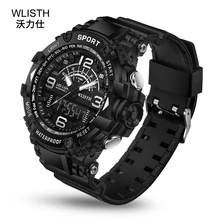 WLISTH Relojes de pulsera multifuncionales para hombre, relojes digitales deportivos resistentes al agua, luminosos, con alarma y espejo Hardlex