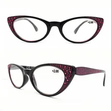 1,0~+ 3,0 кристалл горный хрусталь Украшение элегантные красные черные кошачьи глаза складные очки для чтения линзы женские пресбиопические очки для пожилых