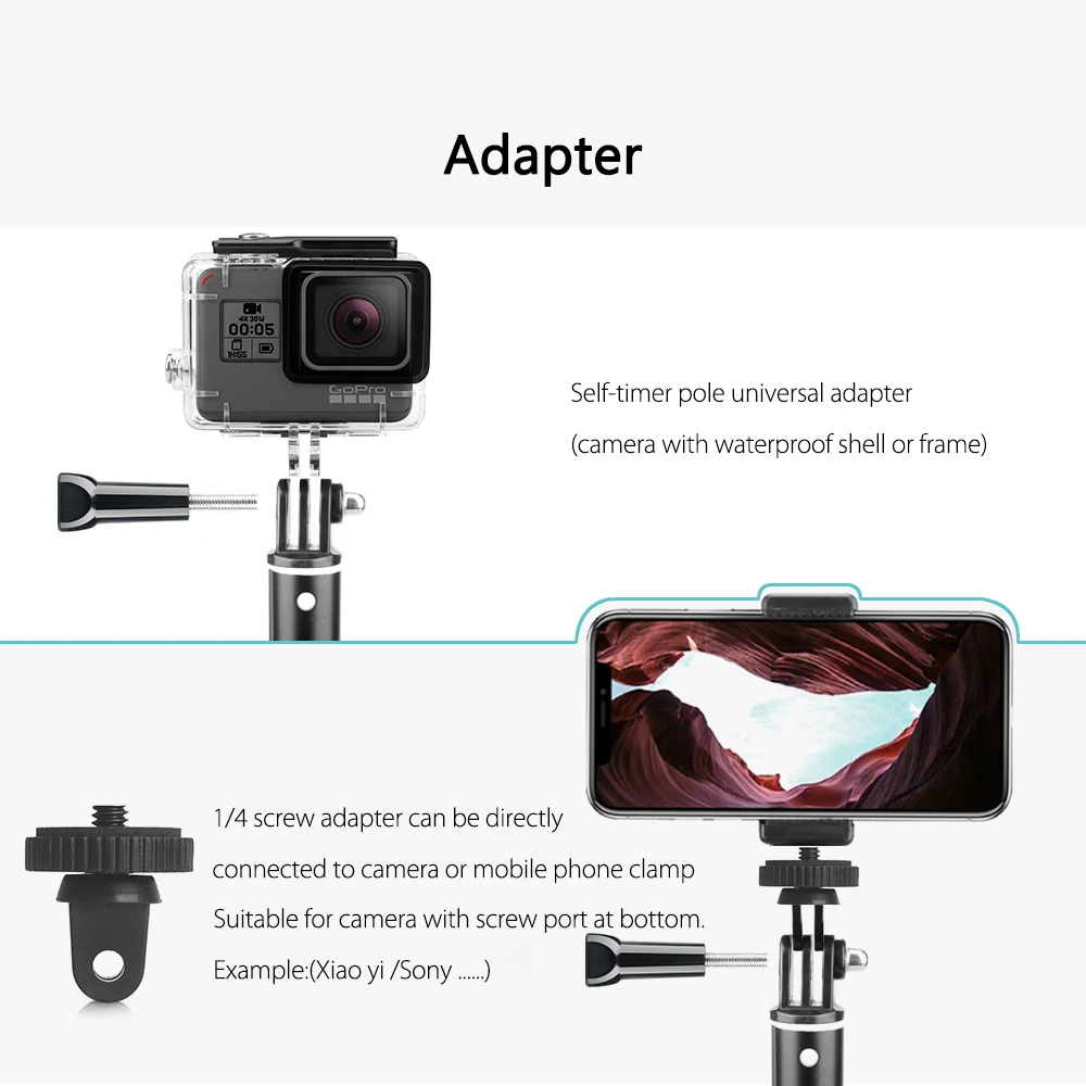 Vamson для Gopro Hero 7 6 5 штатив монопод Регулируемая селфи палка для телефона для GoPro аксессуары для Xiaomi Yi SJCAM VP422