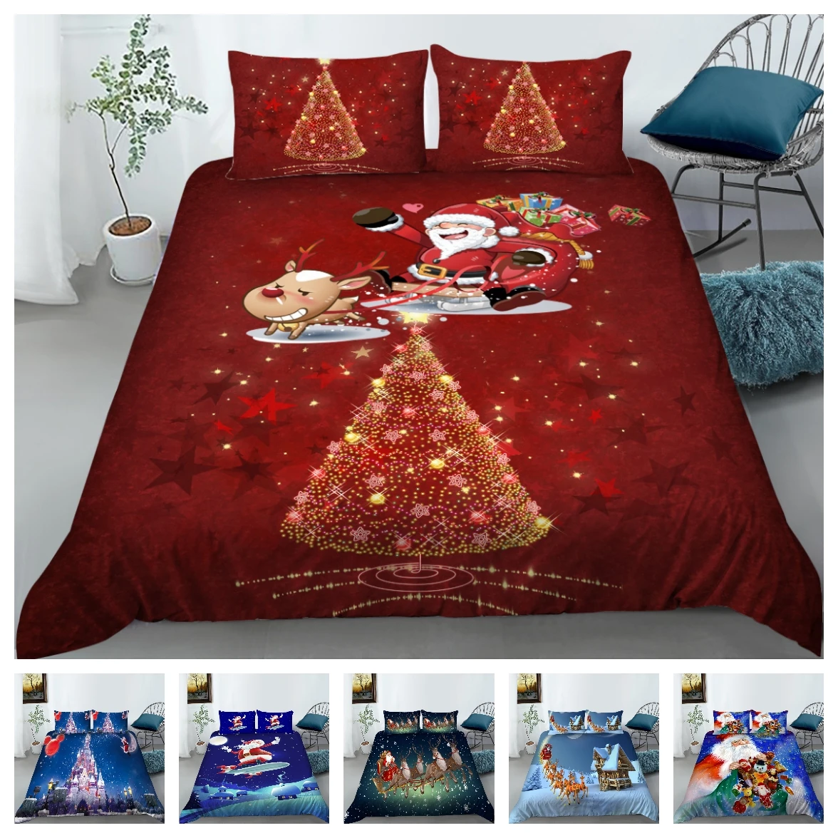 

Hot Style Children Gift Bedding Set 3d Digital Christmas Printing 2/3pcs Duvet Cover Set Kids Single Twin Double Full Queen King