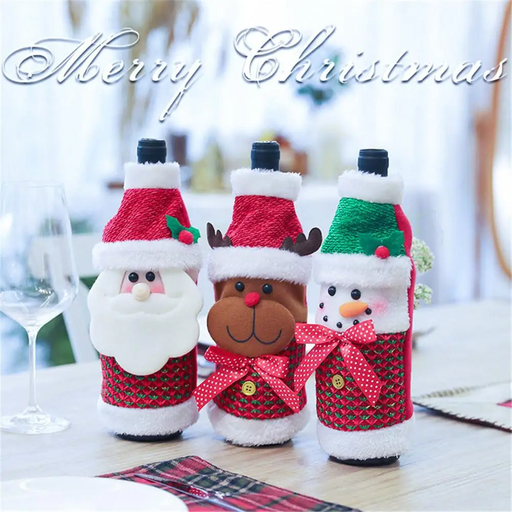 Рождественское украшение для винной бутылки крышка с Санта-Клаусом снеговиком