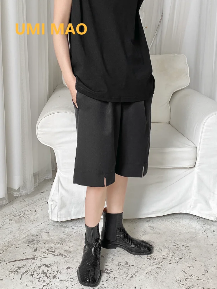 UMI MAO Yamamoto Wind Shorts Women Women's Summer 2022 New Loose Wide-leg Dark Black Basic Five-point Pants Outer Wear Y2K | Женская