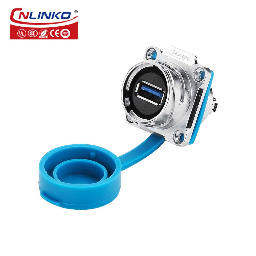 Cnlinko-waterproof Metal Socket Connector Conector Duplo Feminino Usb 3.0 1.5a Classificação Atual Vídeo Áudio Transferência de Dados