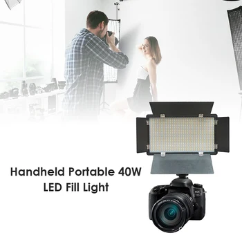 

40W Dimmable Video Light On Camera LED Panel w/ Barndoor Portable Travelling Photo Taking Tool for Digital SLR Camera