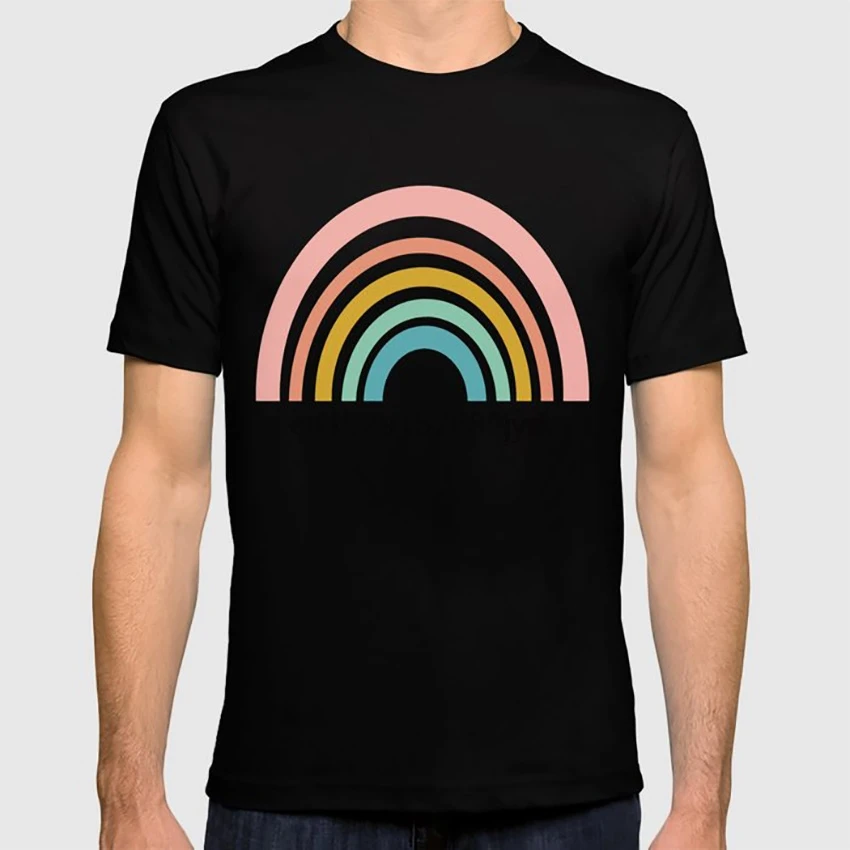 Simple Happy Rainbow Art T shirt rainbow rainbows simple minimalist modern happy fun playful colorful colour |