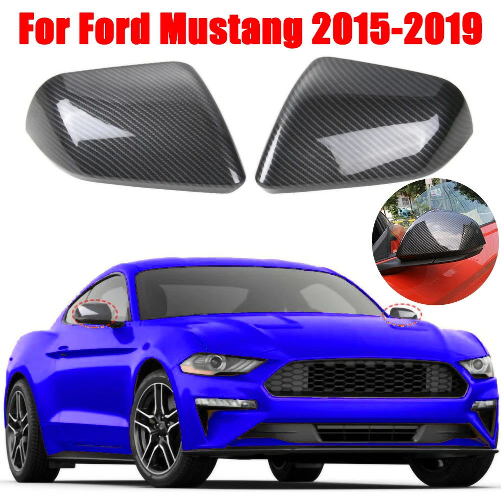 

2Pcs ABS Carbon Fiber Rear View Mirror Cover Shell housing Trim For Ford Mustang 2015-2019 Rearview Mirror Car Accessories