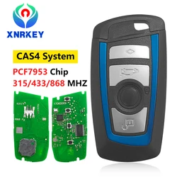 XNRKEY 4 Bouton Bleu Clé À Distance ID49/PCF7953 Puce 315/433/868Mhz pour BMW 3 5 7 Série 318 320 325 330 523 528 535 550 Clé de voiture 