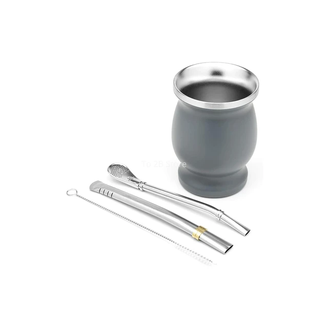 Yerba Mate Cup And Bombilla Set -Includes One Yerba Mate Cup, Two Bombilla  Mate (Straw) and Brush - Stainless Steel Double-Wall - AliExpress