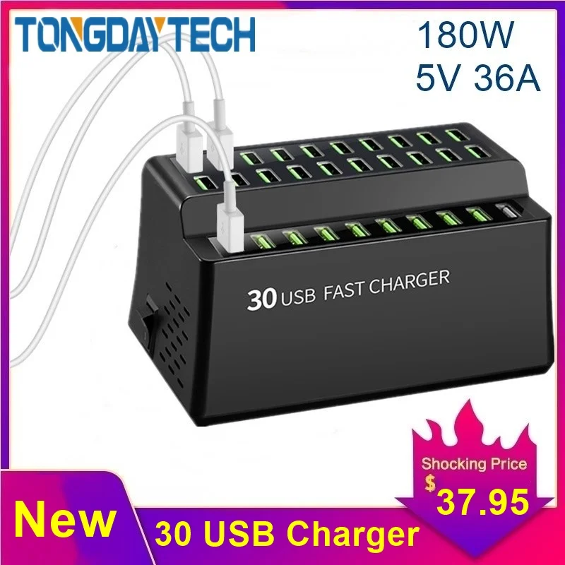 Tongdaytech 180 Вт Мульти USB зарядное устройство 30 портов Usb быстрое зарядное устройство для Iphone X 8 11 Быстрая зарядка Каррегадор порт atil для samsung S10