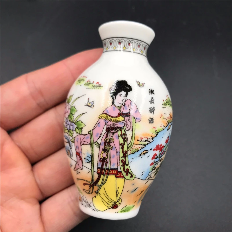 3d керамическая ваза в китайском стиле, наклейка на холодильник, сувенир, сувенир, 12 Jinchai, фигурка горничной, магниты на холодильник для дома, магнитная наклейка - Цвет: F