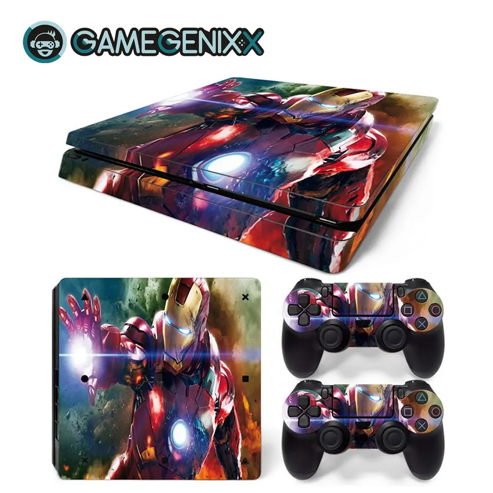 GAMEGENIXX Skin Sticker Vinyl Wrap Cover for PS4 Slim Console and 2 Controllers- Iron Man