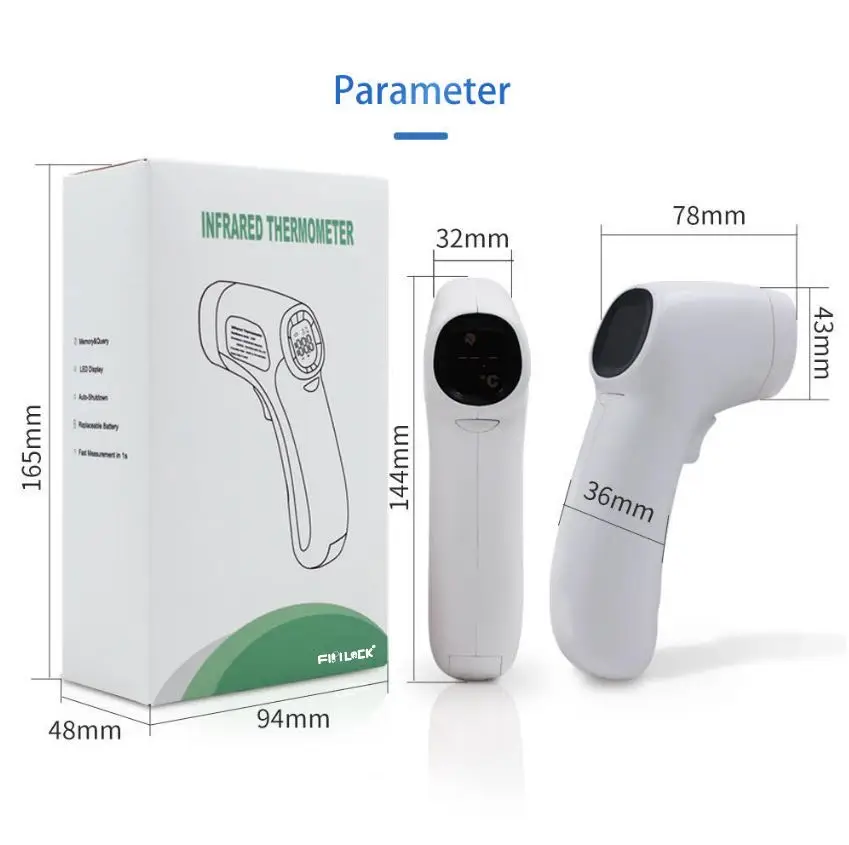 

Body Temperature Gun Infant Adult Fever Check Infrared Laser Thermometer Non-contact 1s Fast Digital Display LCD Fever Alarm