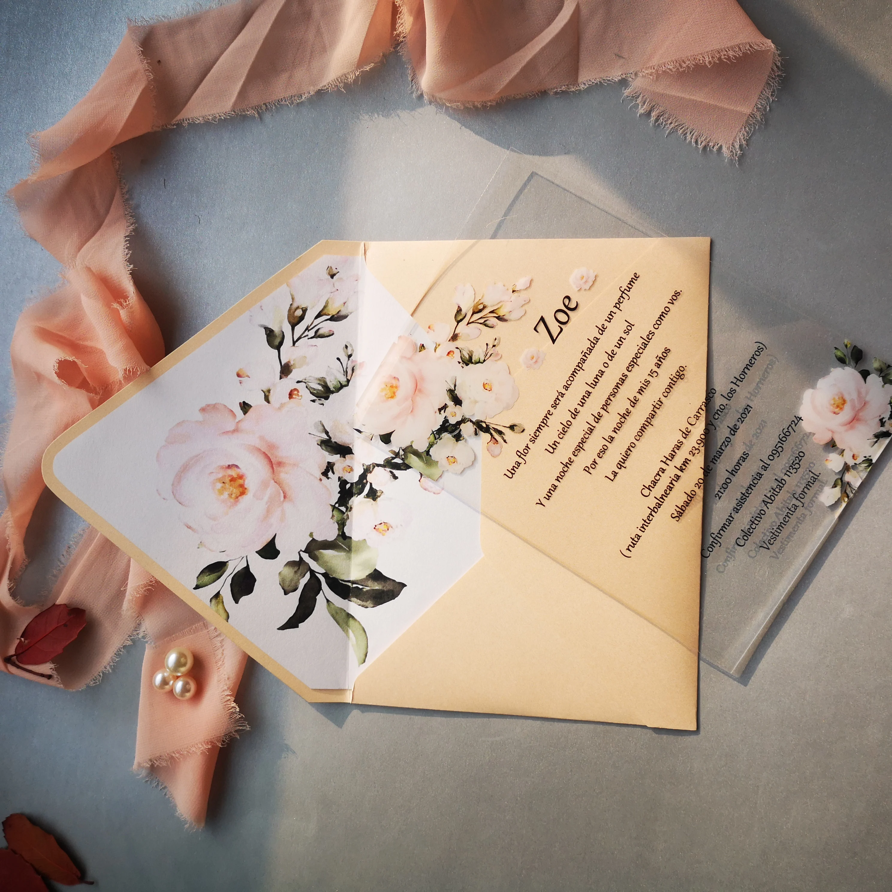 High Quality UV Printing10pcs Transparent Acrylic Card With Printed Box Custom Acrylic Wedding Invitation Card With Stain Fabric