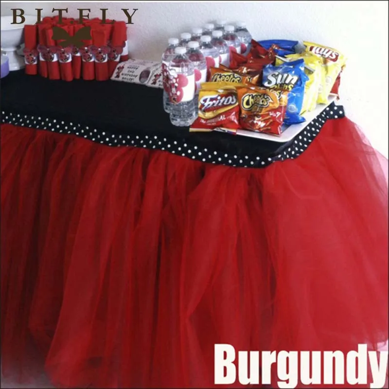 burgundy Высококачественная однотонная Тюлевая юбка для ресторана 100*80 см, европейский стиль, свадебные банкеты, праздничные вечерние юбки-пачки, юбка для сцены - Цвет: burgundy