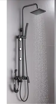 

Nordic black five-function shower set household copper bath toilet shower room pressurized large nozzle