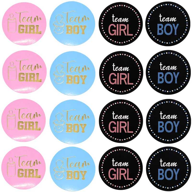 24/48pcs Team Girl Team Boy Stickers Boy Or Girl Vote Gift Bag Sticker for Gender Reveal Party Decoration Baby Shower Supplies