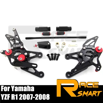 

For YAMAHA YZF R1 2007 2008 R1000 R-1 Rear Footrests Foot Rest Pegs Pedal Motorcycle Accessories CNC Adjustable Rearset FootPegs